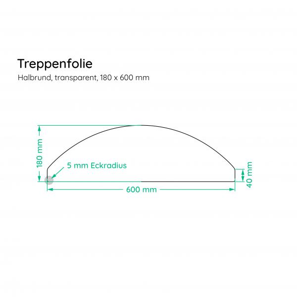 Treppenfolie 180x600mm HR Maße