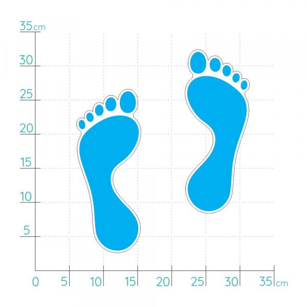 Fußabdrücke blau Maße